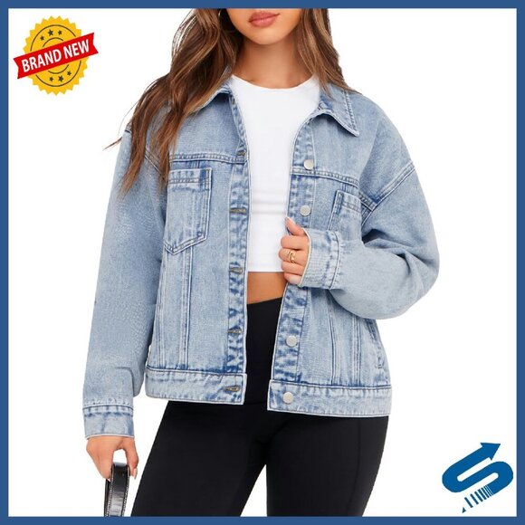 Jackets & Blazers - Oversized Denim Jacket Women's Heavyweight Button Down Fall Coat